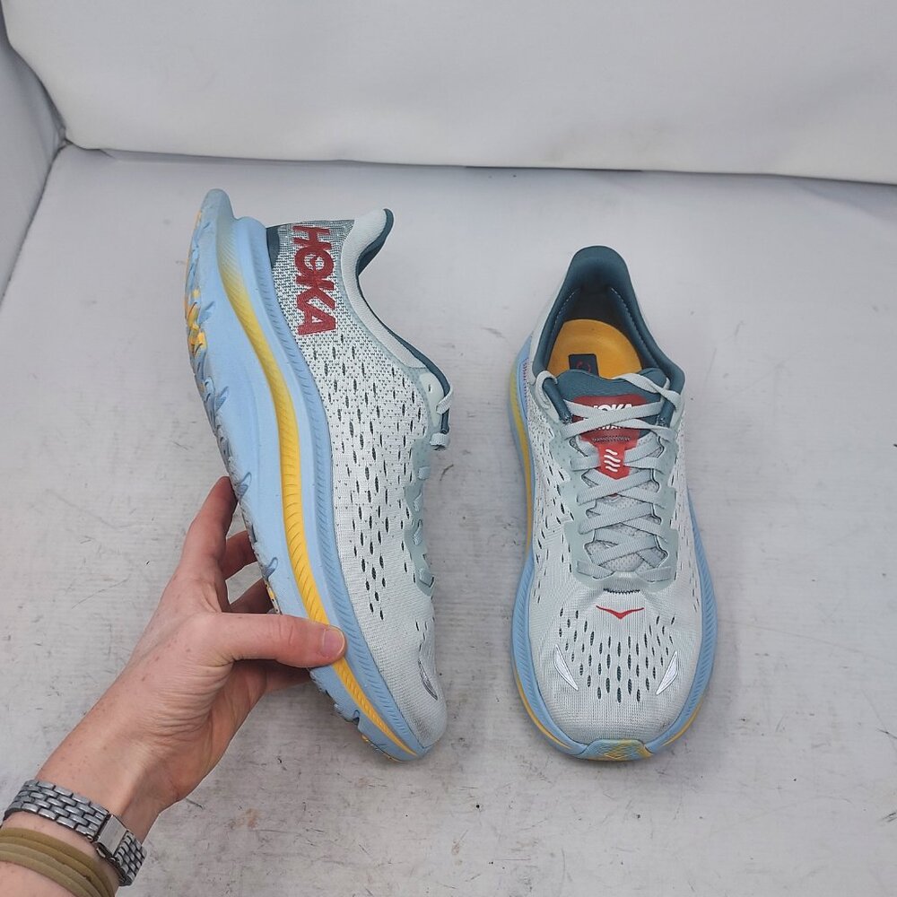 HOKA ONE ONE Blue Yellow Mens Kawana Sneaker - Picture 1 of 10